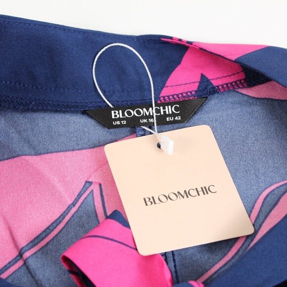 NWT Bloomchic Geometric Pattern Bow-Tie Blouse - Size 12 Large - Picture 6 of 9